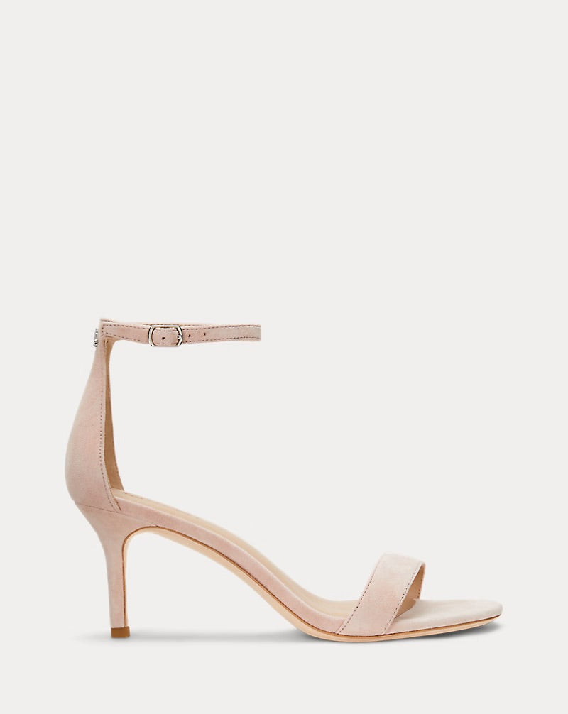 Allie Mid-Heel Suede Sandal - - Sunrise blush