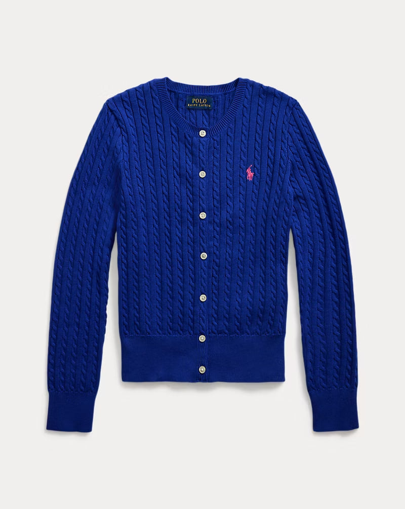 Mini-Cable Cotton Cardigan 7-16 - - Royal blue