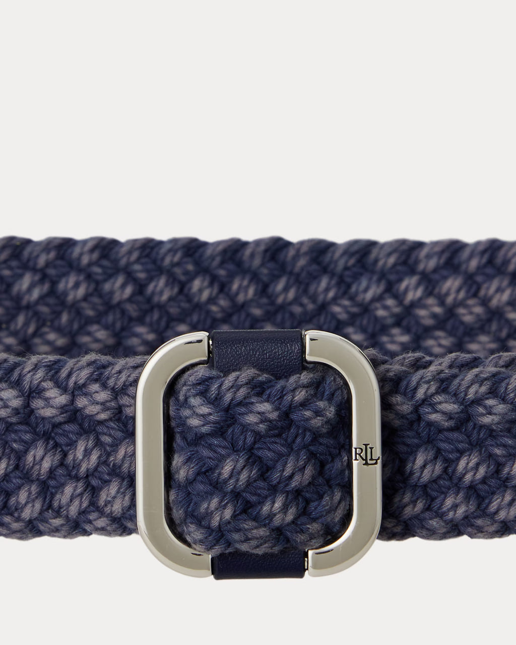 Slide-Buckle Woven Denim Belt - -