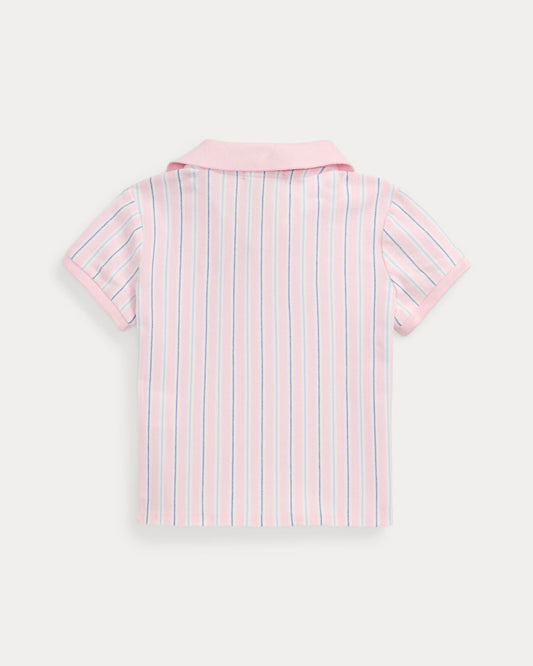 Striped Oxford Mesh Boxy Polo Shirt 2-6 - -