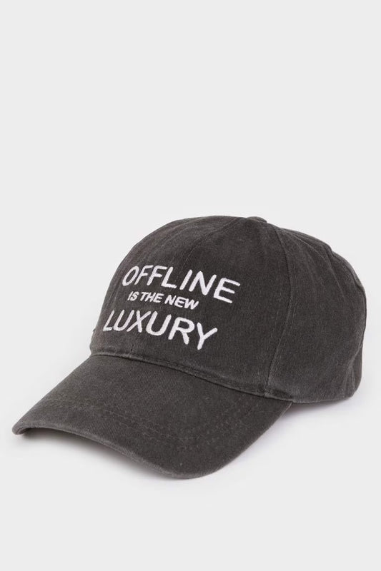 Woman Embroidered Cotton Denim Cap - -