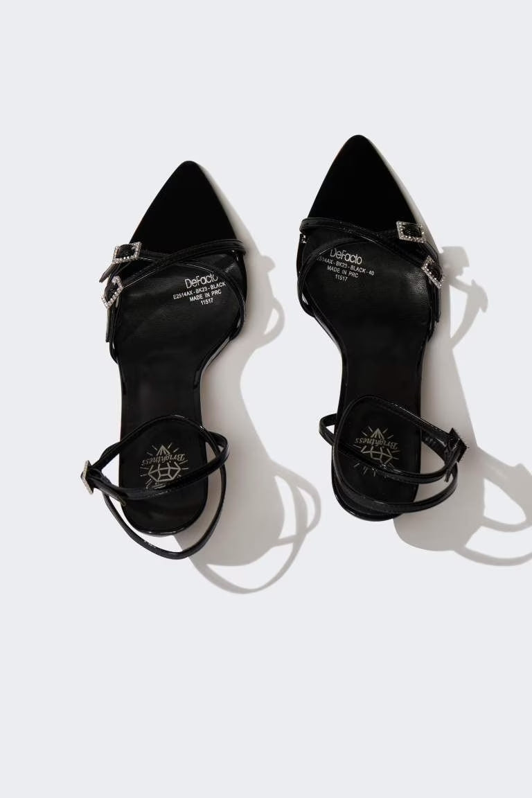 Woman Faux Leather Heeled Sandals - -