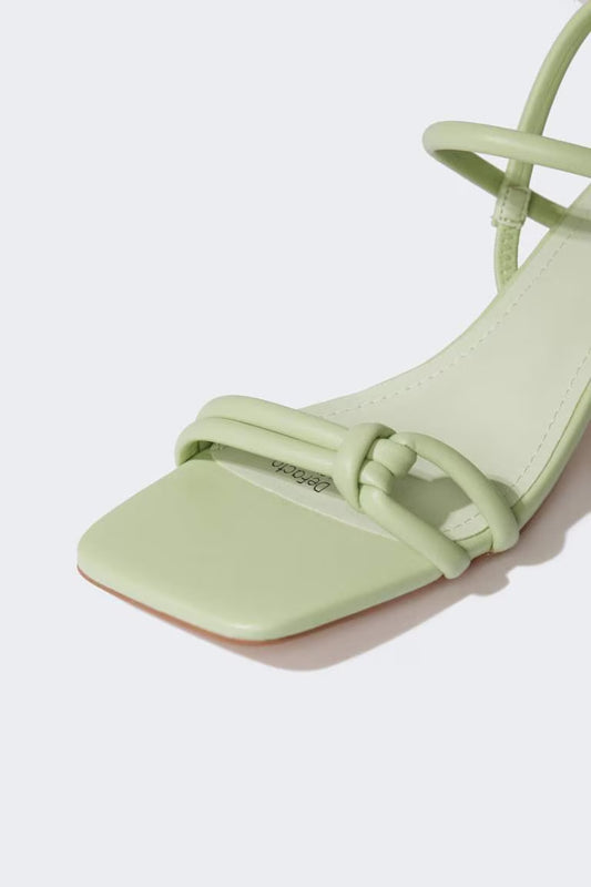Woman Faux Leather Heeled Sandals - -