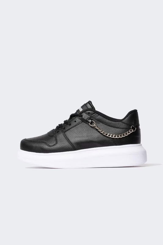 Woman Harley Quinn High Heel Faux Leather Sneakers - -