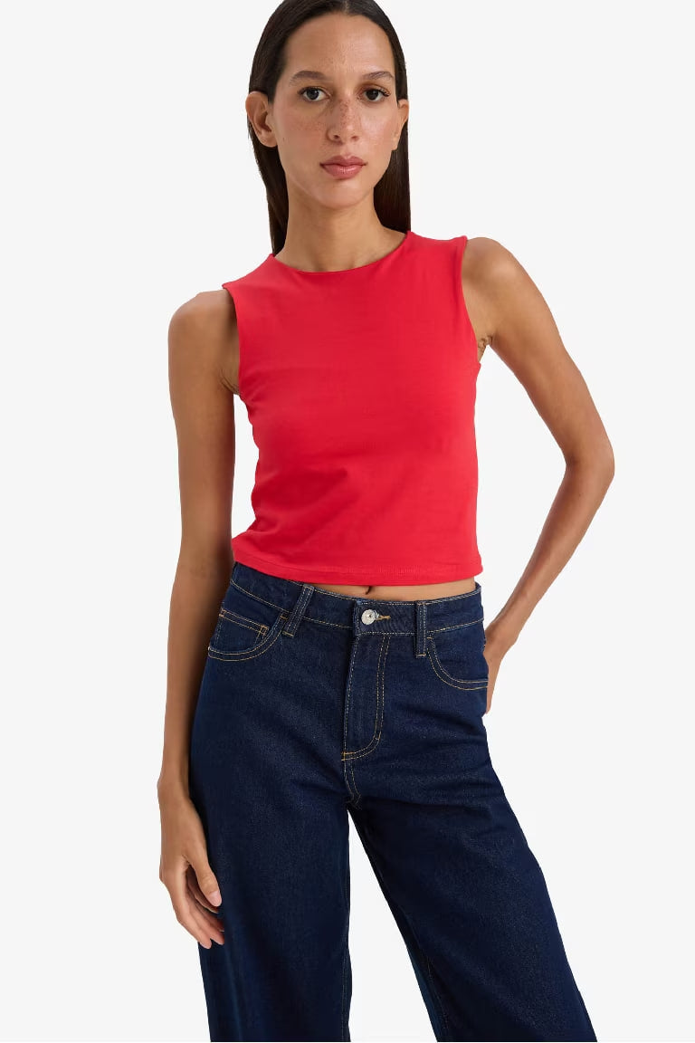 Oversize Fit Printed V-Neck Tank Top - -