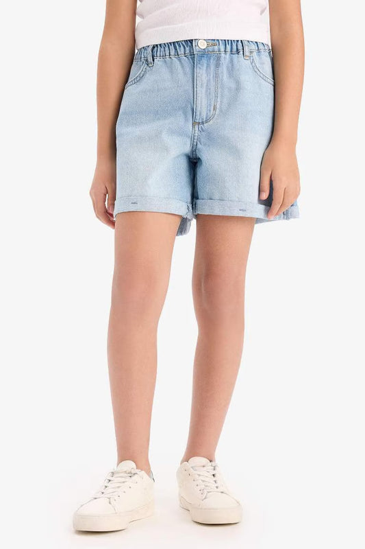 Girl Paperbag Denim Shorts - -