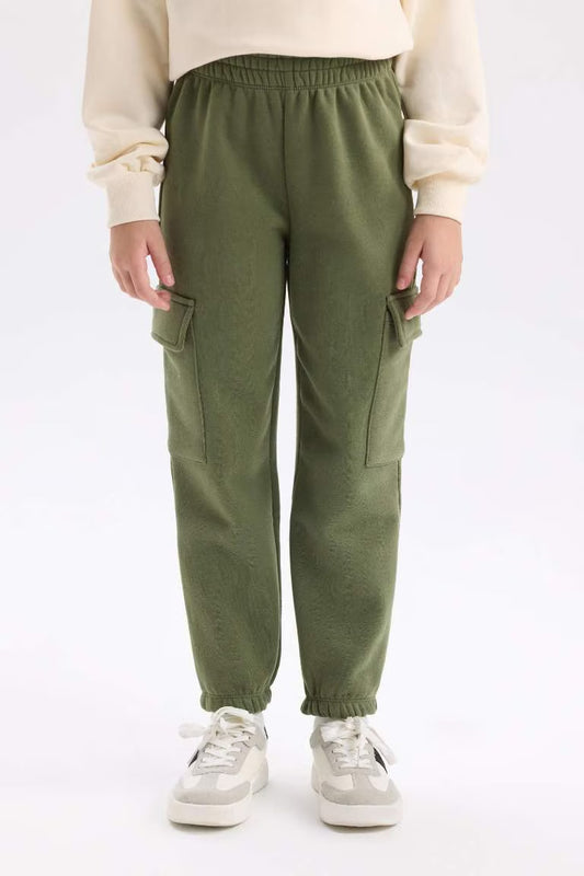 Girl Elastic Waist Leg Cargo Sweatpants - -