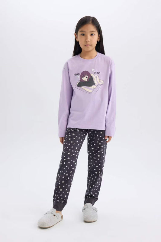 Girl Top Bottom 2 Piece Pajama Set - -