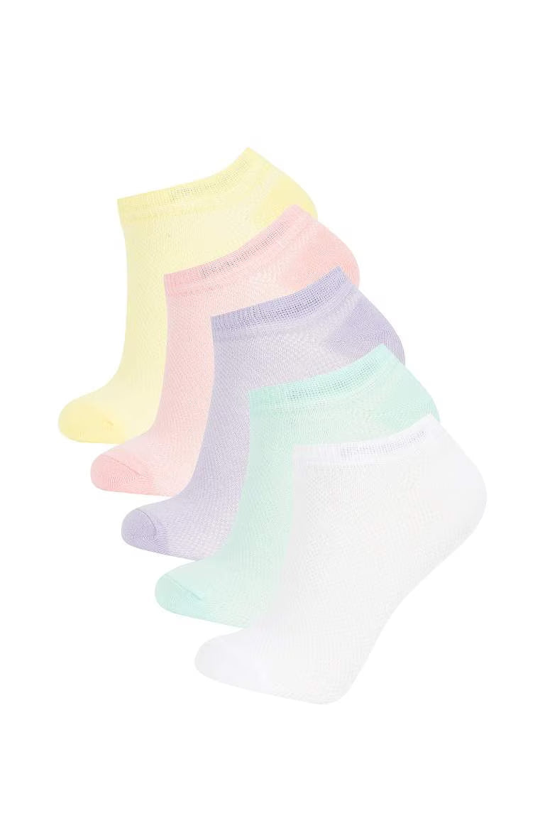 Girls 5 Pack Cotton Booties Socks - -