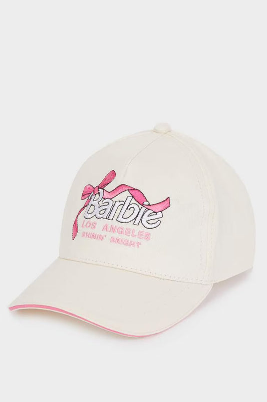 Girl Barbie Embroidered Cotton Cap - -