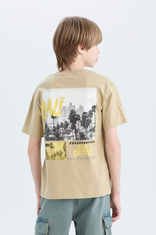 Boy Crew Neck Back Printed T-Shirt - -
