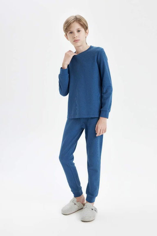Boy Waffle 2 Piece Pajama Set - -