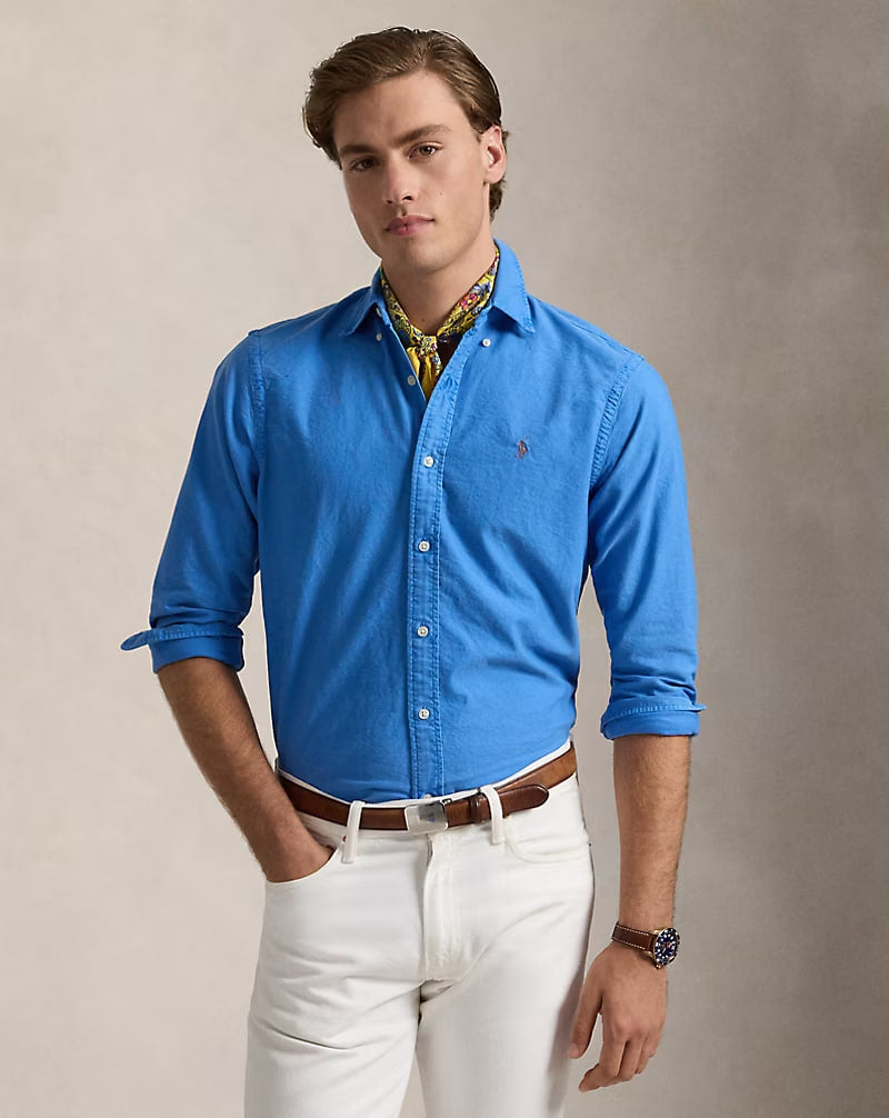 Garment-Dyed Oxford Shirt - classic Fit - - Blue Orbit