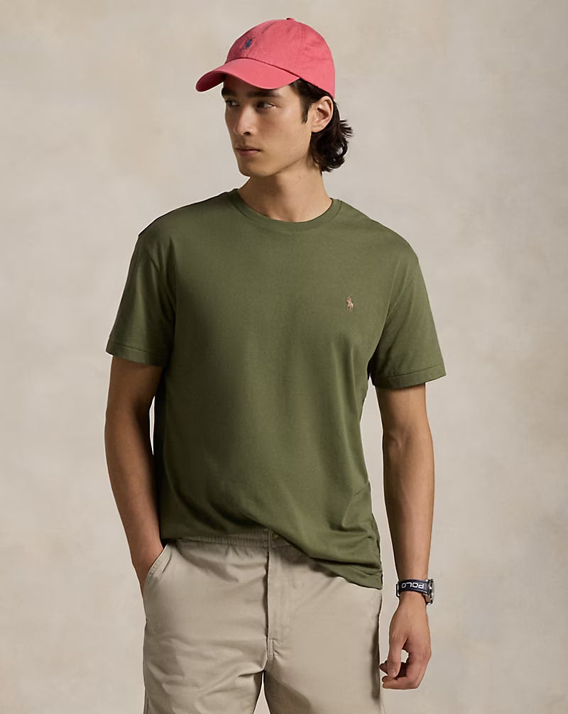 Jersey Crewneck T-Shirt - - olive green