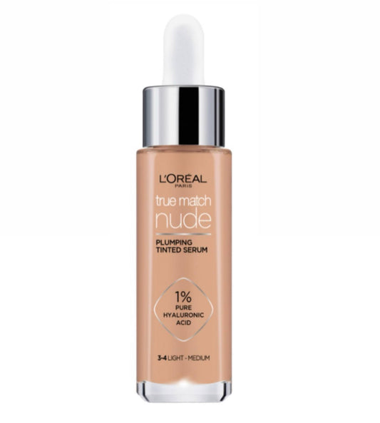 L'Oréal Paris True Match Nude Plumping Tinted Serum Foundation - - 3–4 Light Medium