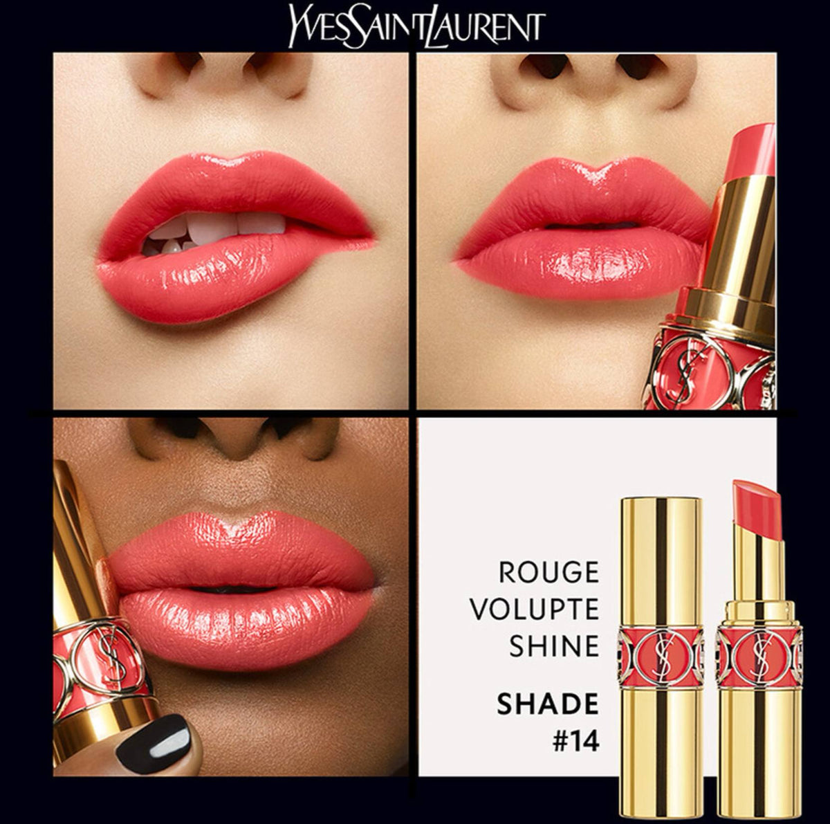 Yves Saint Laurent Rouge Volupté Shine Lipstick - - 14 Coral In Touch