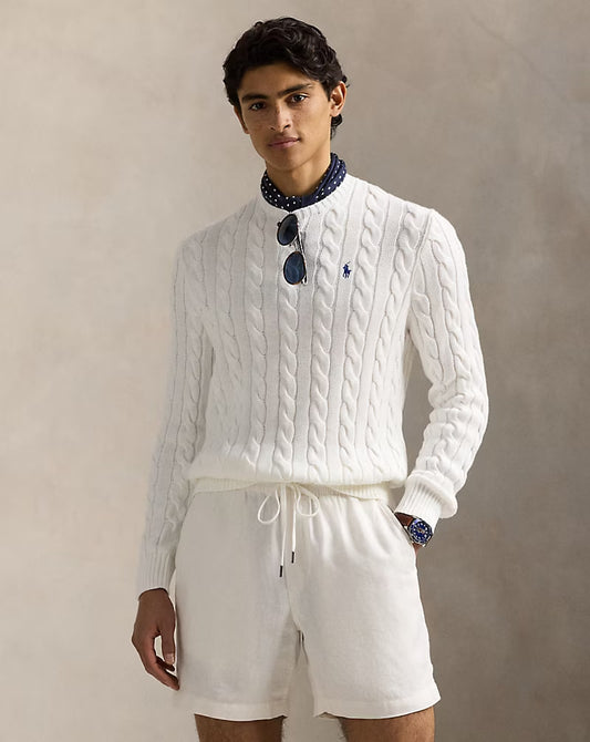 Cable-Knit Cotton Sweater - - White