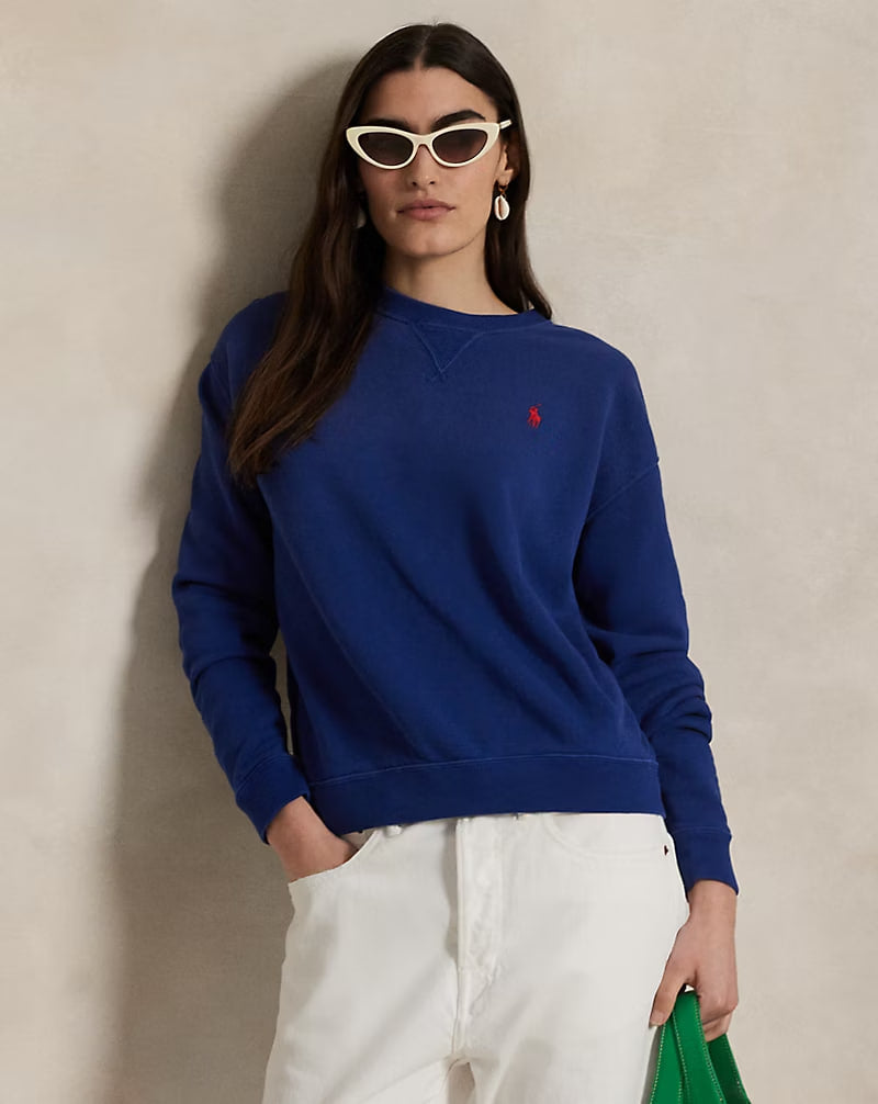Lightweight Fleece Crewneck Pullover - - Blue