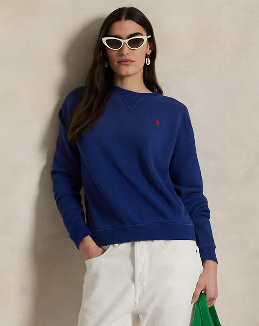 Lightweight Fleece Crewneck Pullover - - Blue