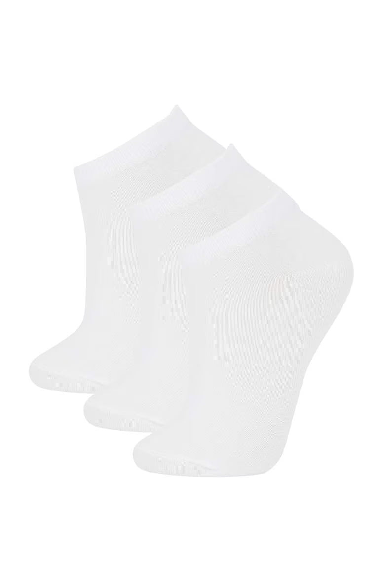 Women's Cotton 3 Pack Short Socks - - White