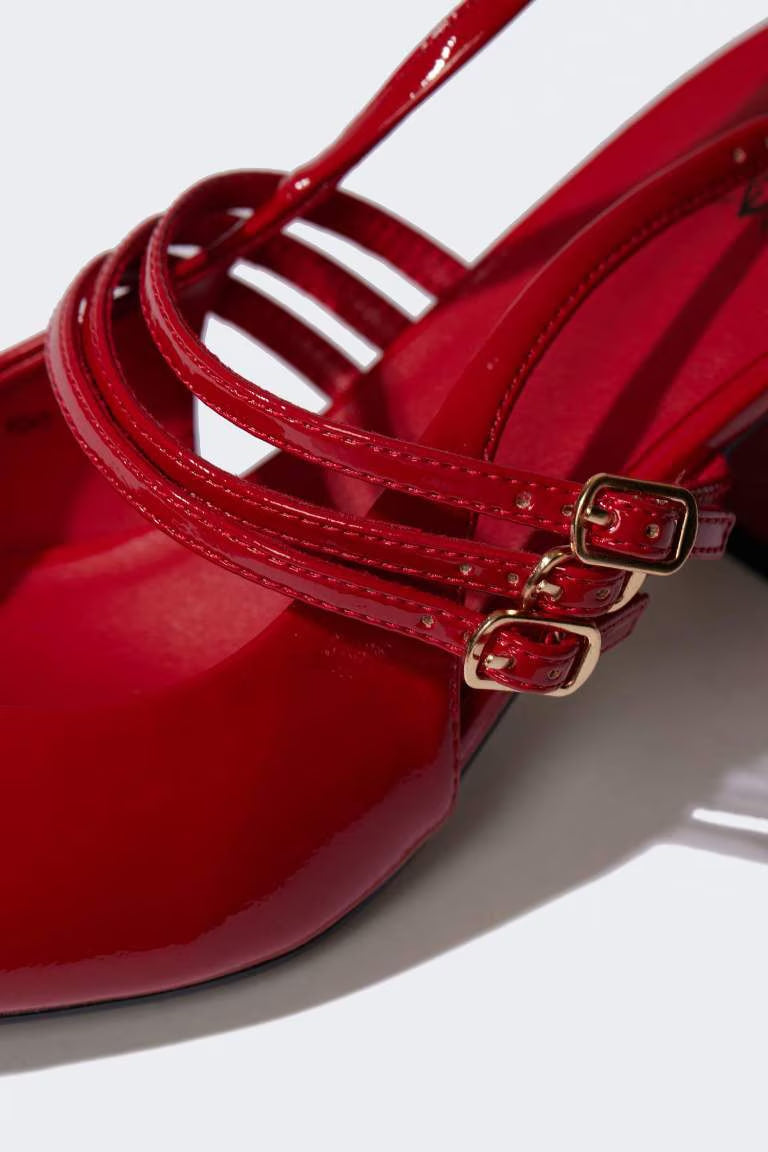 Woman Faux Leather Heeled Sandals - -