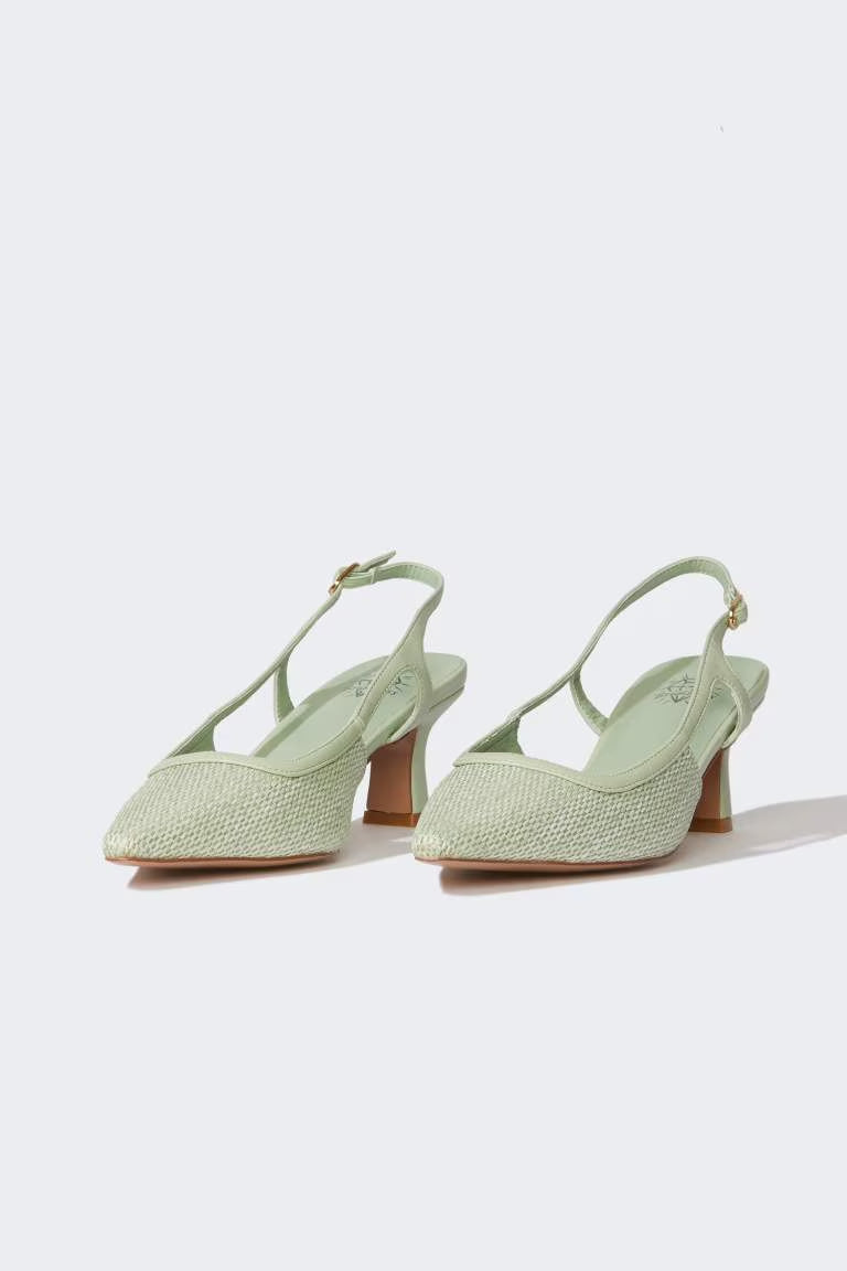 Woman Laced Faux Leather Heeled Sandals - -