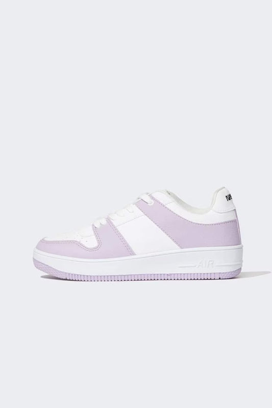 Women NASA Flat Sole Lace-up Faux Leather Sneaker - -