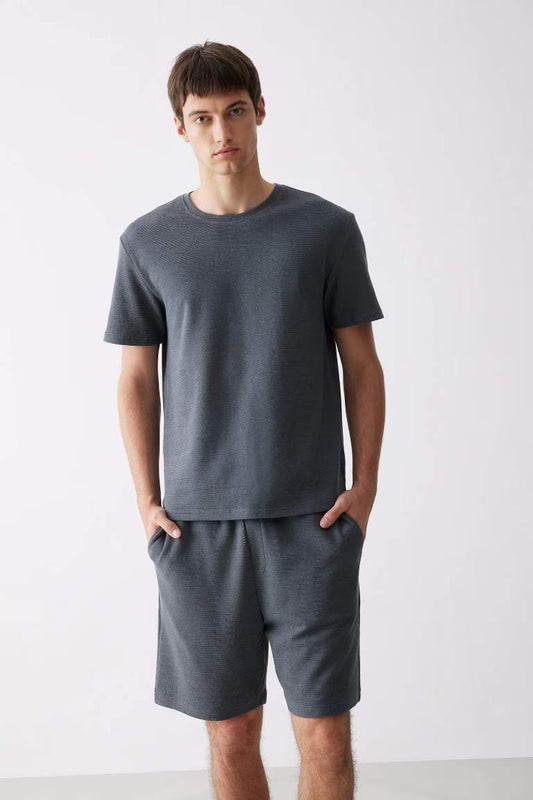 Regular Fit Crew Neck T-Shirt - - anthracite