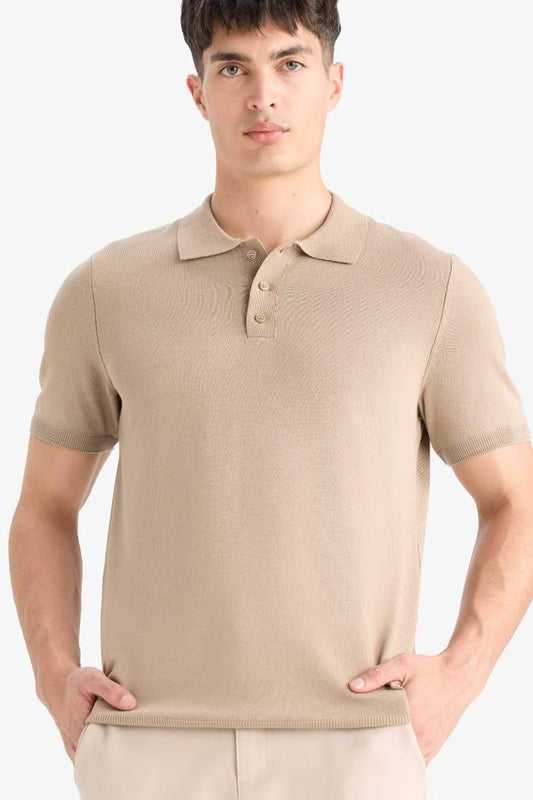 Standard Fit Short Sleeve Knitwear Polo T-Shirt - - Vision