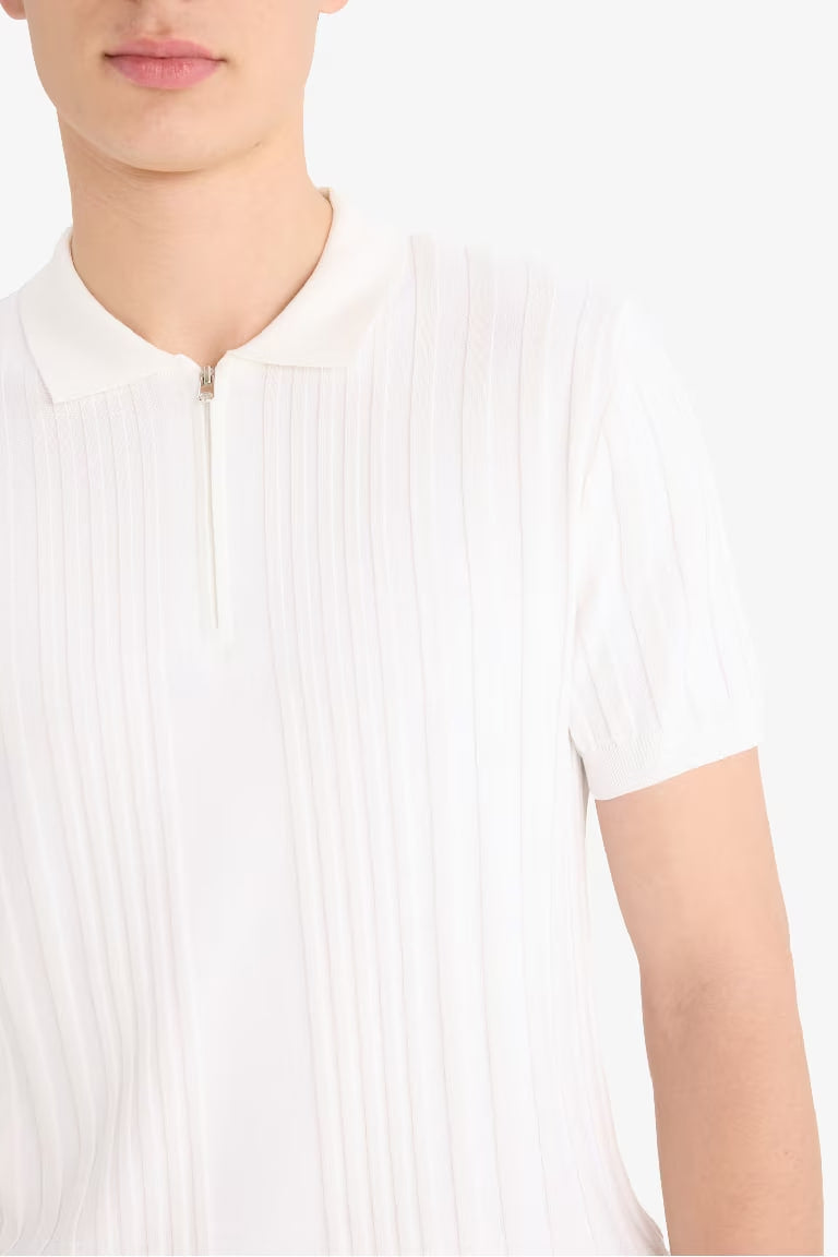 Standard Fit Knitwear Polo T-Shirt - -