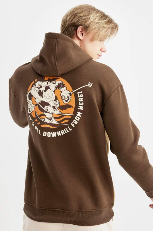 Looney Tunes Boxy Fit Hooded Back Printed Sweatshirt - -