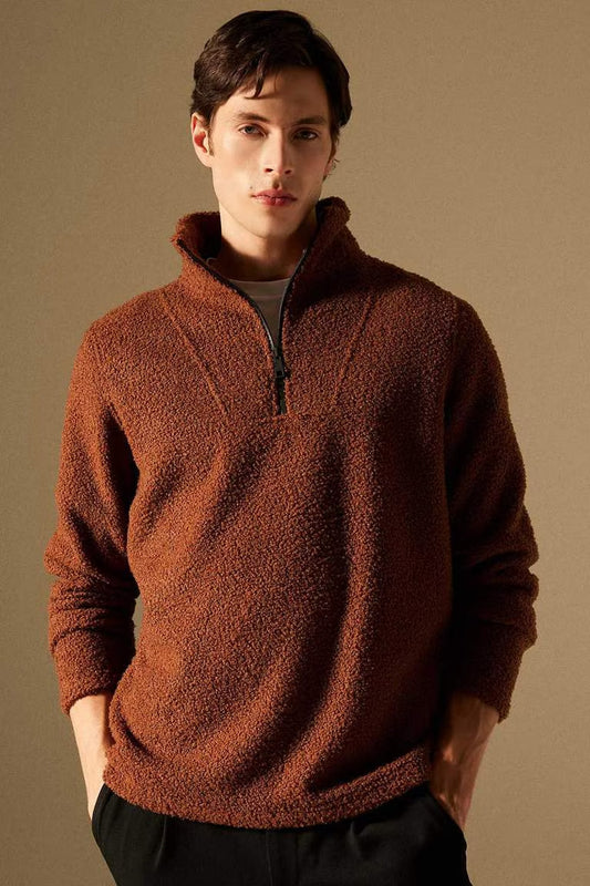 Regular Fit Long Sleeve Sweatshirt - - Brown
