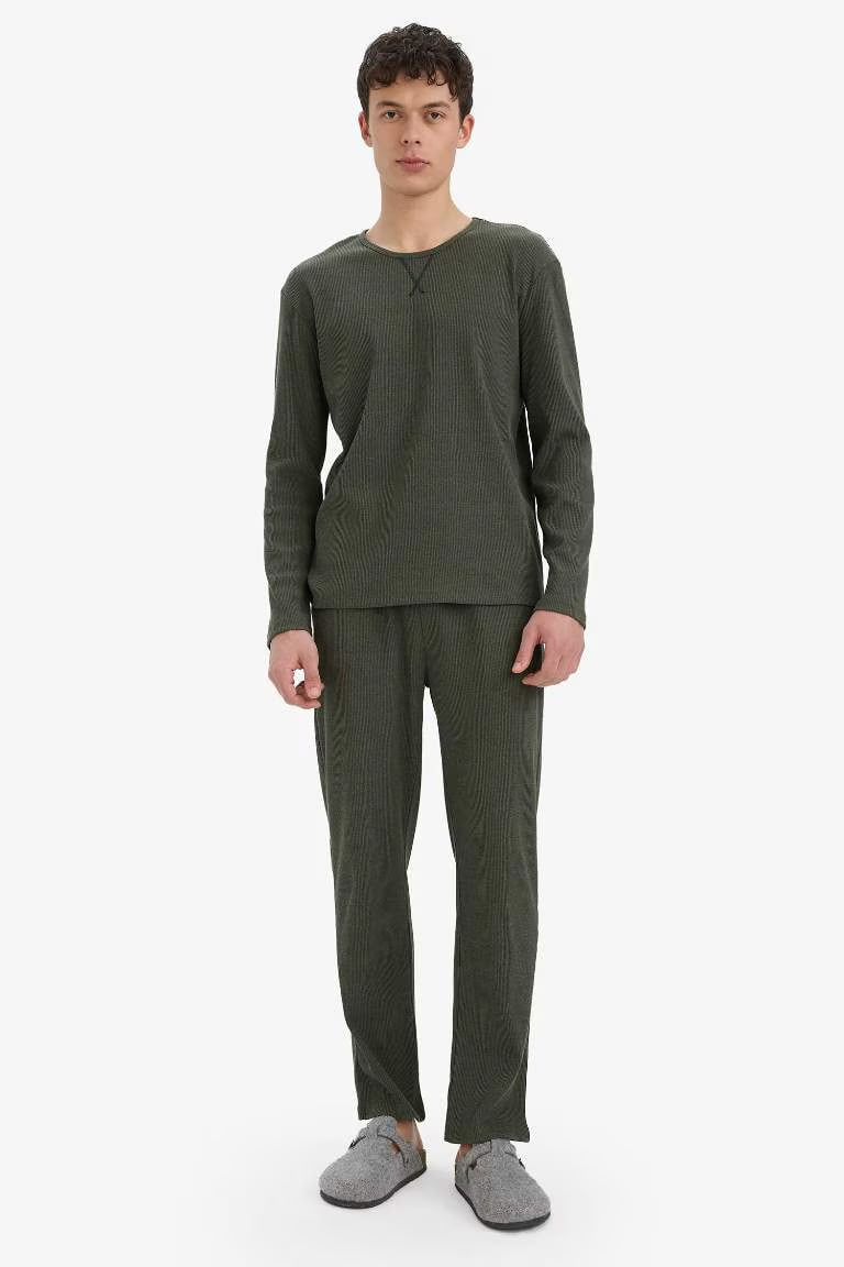 Corduroy Top Long Bottom 2 Piece Pajama Set - -