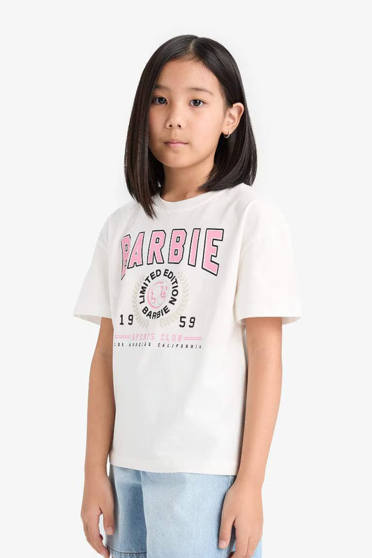 Girl Barbie Relax Fit Crew Neck Short Sleeve T-Shirt - -