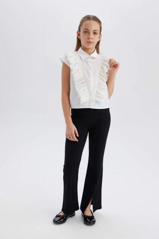 Girl Flare Fit Slit Pants - -