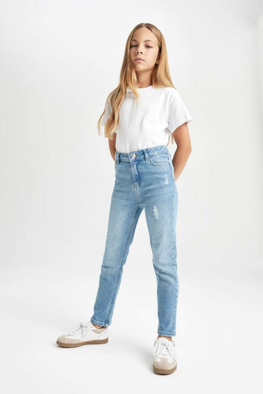 Girl Skinny Fit Ripped Detailed Pocketed Jeans - -