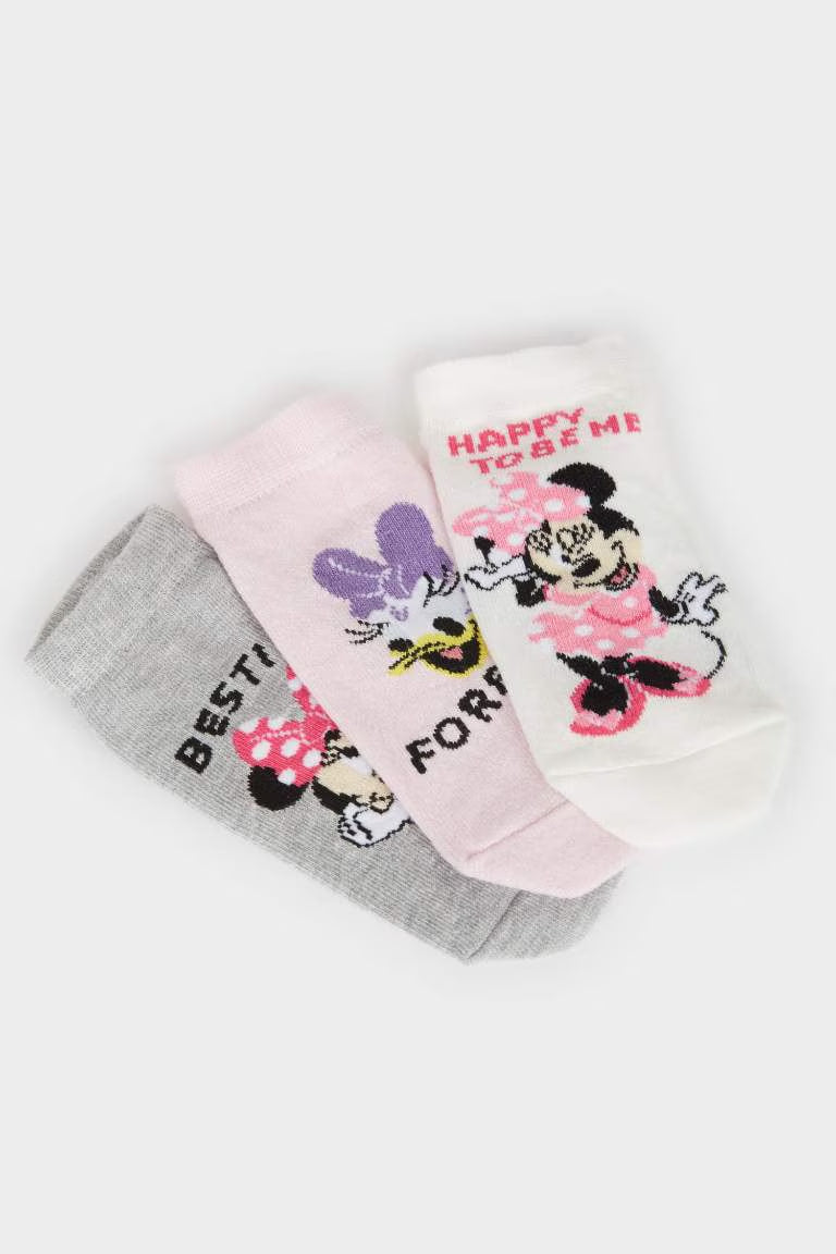 Girl Mickey Mouse Licensed 3 piece Short Socks - -
