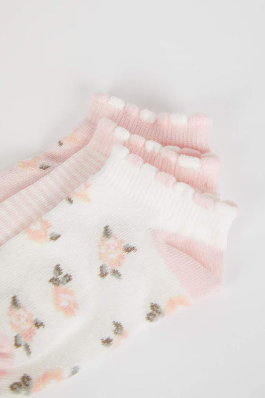 Girls 3 Pack Cotton Long Socks - -