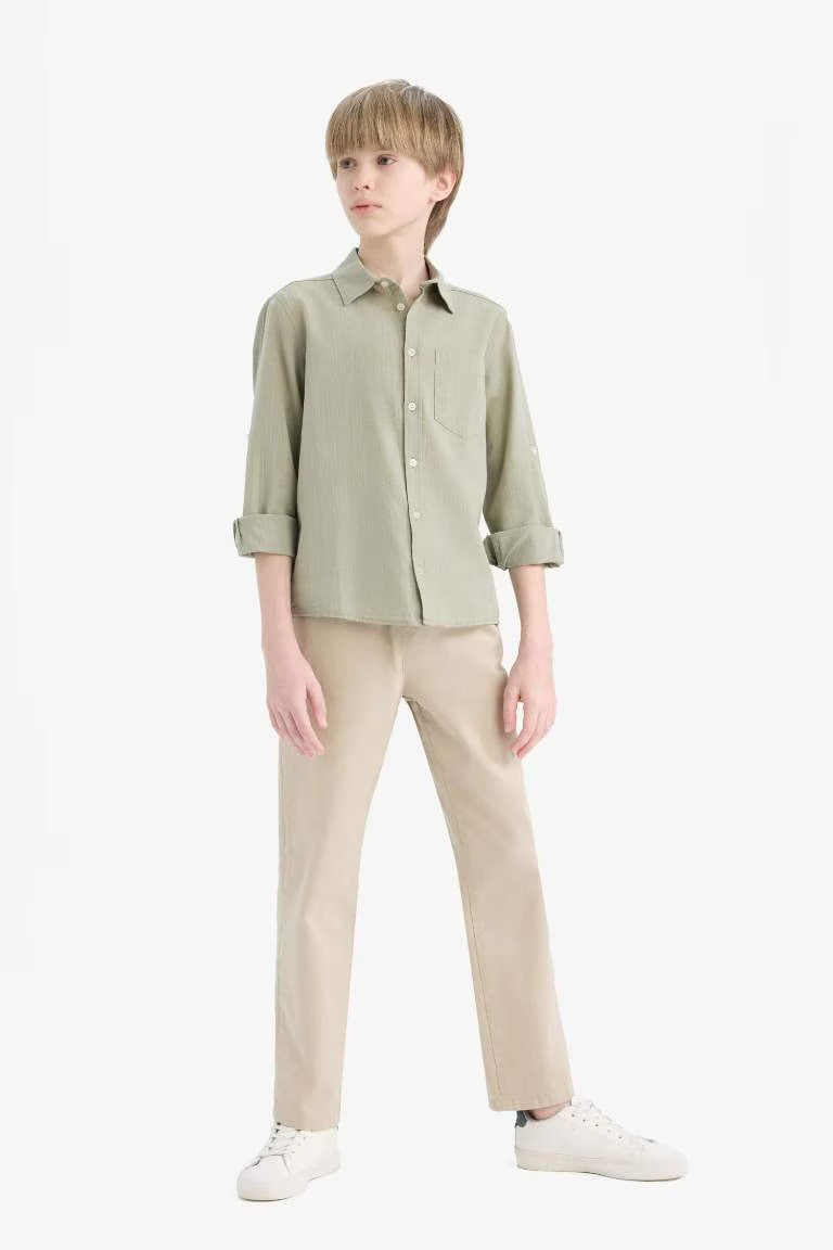 Boy Regular Fit Standard Leg Gabardine Trousers - -