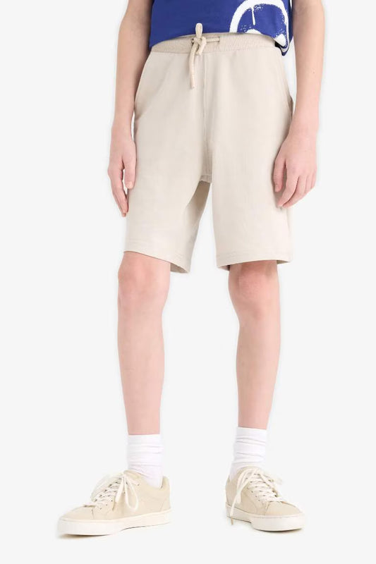 Boy Regular Fit Sweatshirt Fabric Shorts - - stone