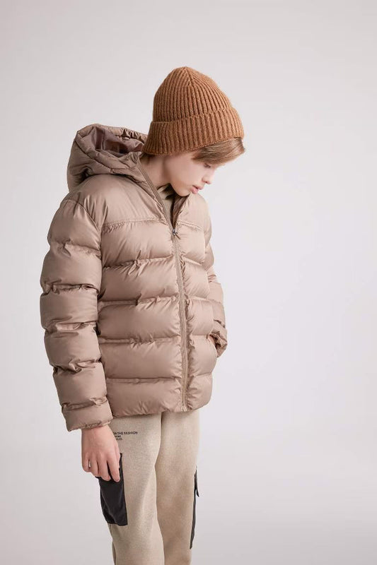 Boy Hooded Waterproof Puffer Jacket - -