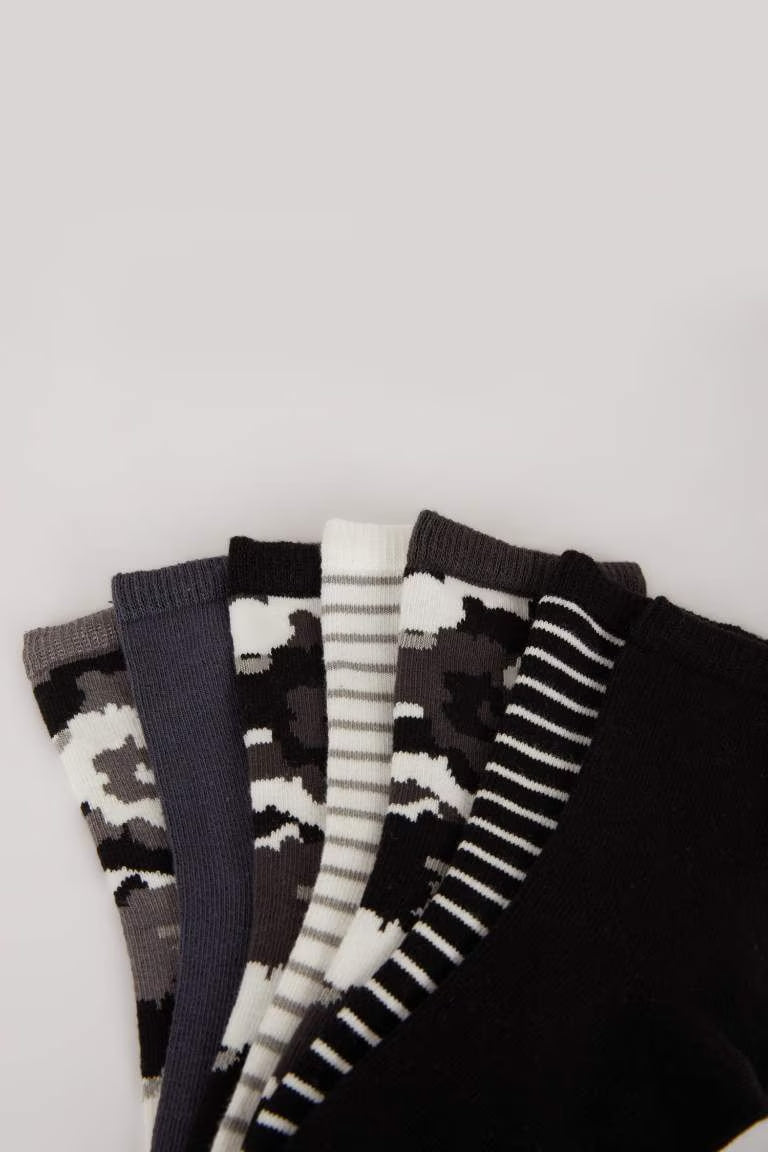 Boy 7 Piece Cotton Long Socks - -