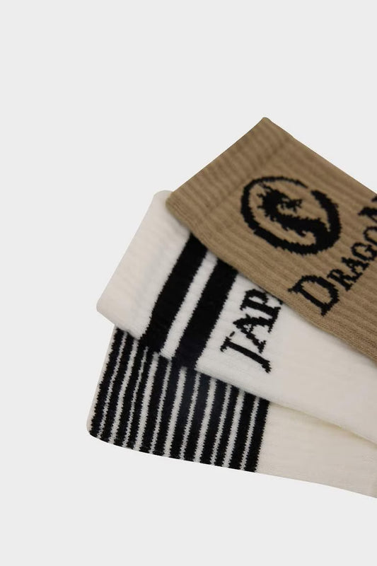 Boy 3 Piece Cotton Long Socks - -