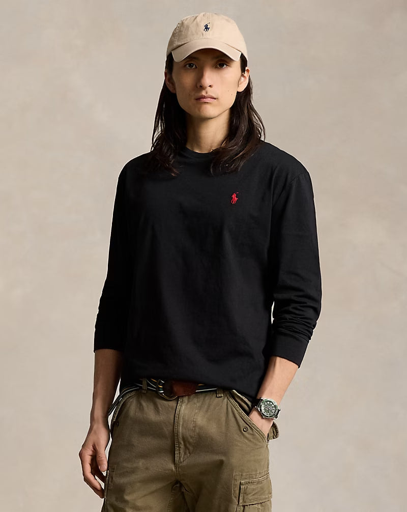 Jersey Long-Sleeve T-Shirt - - Black
