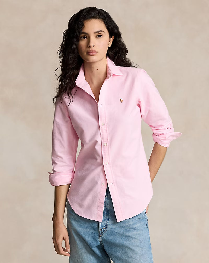 Slim Fit Oxford Shirt - - Pink