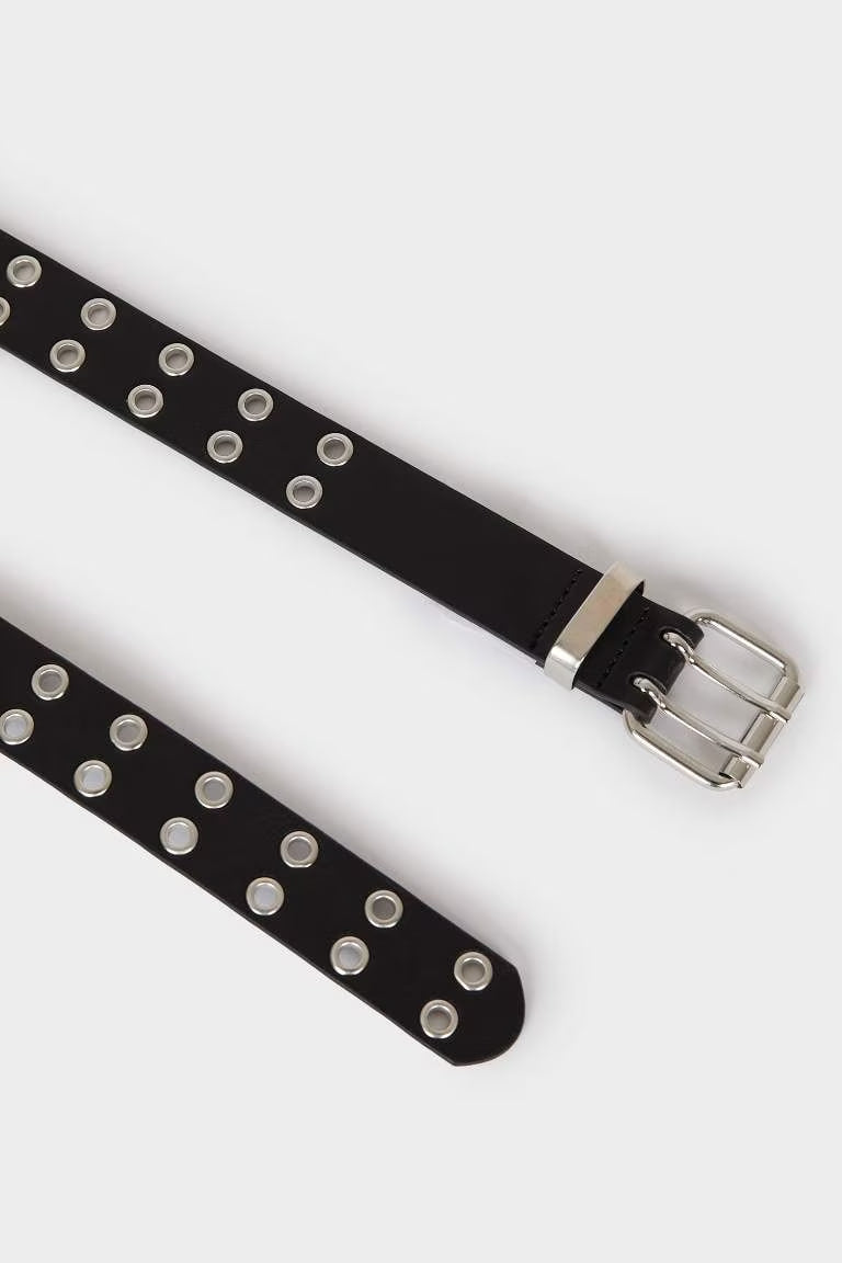 Woman Square Clasp Faux Leather Denim Belt - -