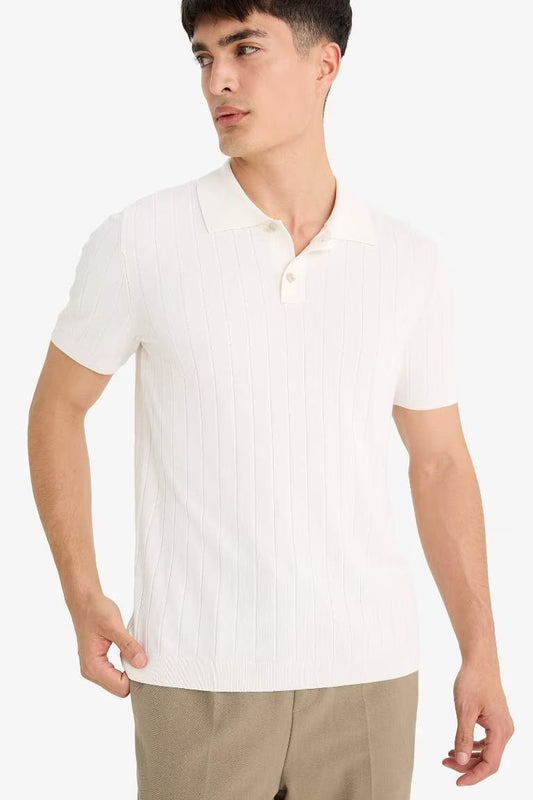 Standard Fit Short Sleeve Knitwear Polo T-Shirt - -