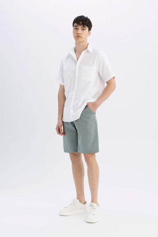 Regular Fit Gabardine Regular Hem Bermuda - - light mint