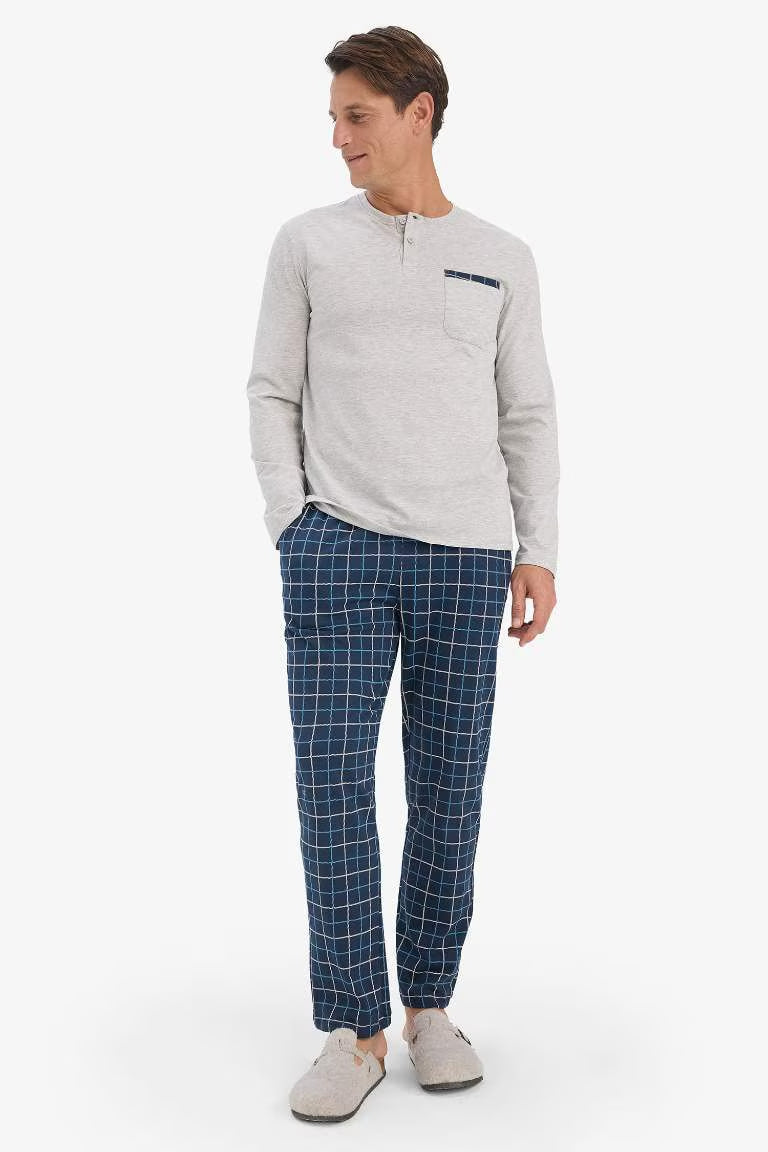 Regular Fit Checkered Long Sleeve 2 Piece Set - -