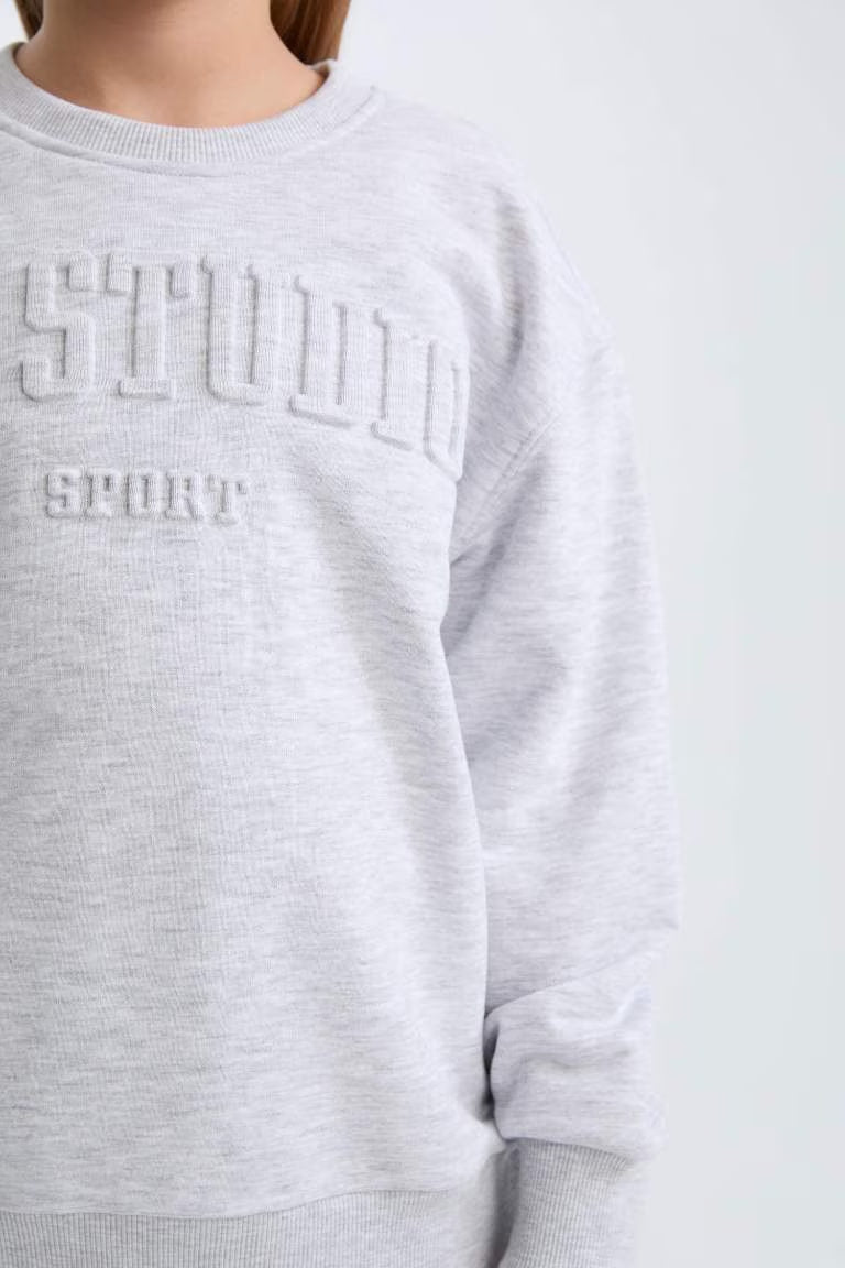 Girl Crew Neck Printed Sweatshirt - -